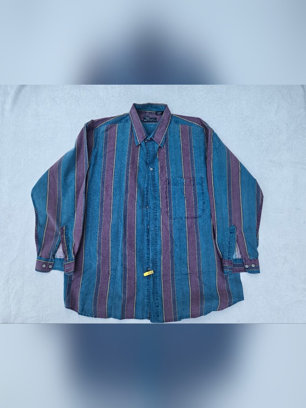 90s Western Pier Connection Blue & Purple Striped Button-Up Shirt 2XLT